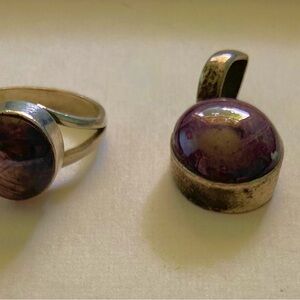 Star Ruby pendant and ring in sterling silver settings